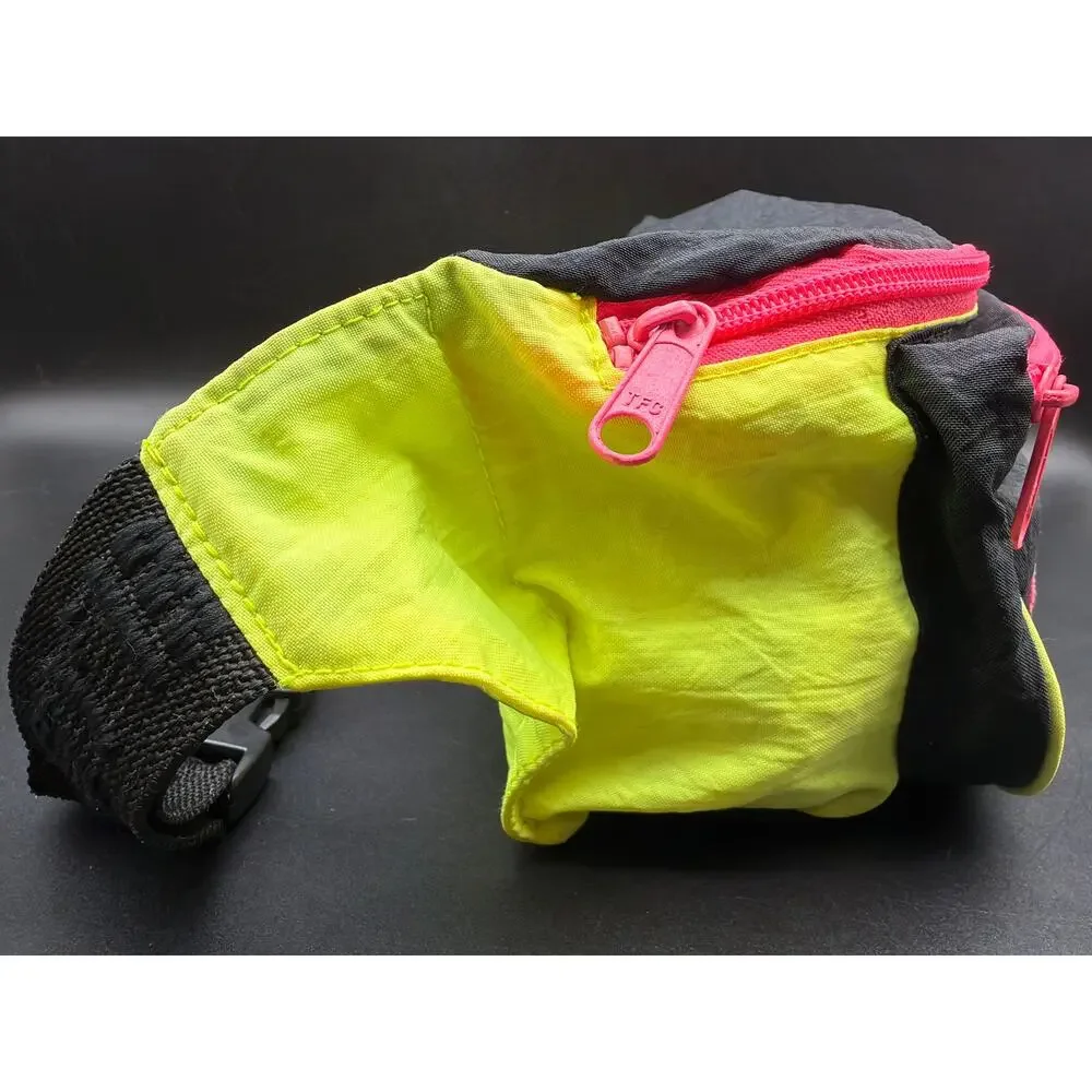 Vintage 80s Bugle Boy Equipment Neon Fanny Pack Waist Bag Colorblock 3 Pocket